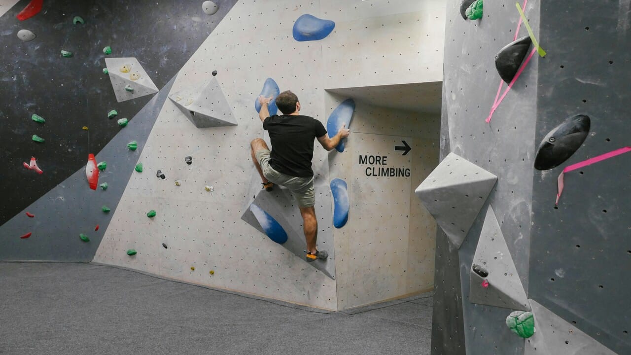 A man doing wall climbing.