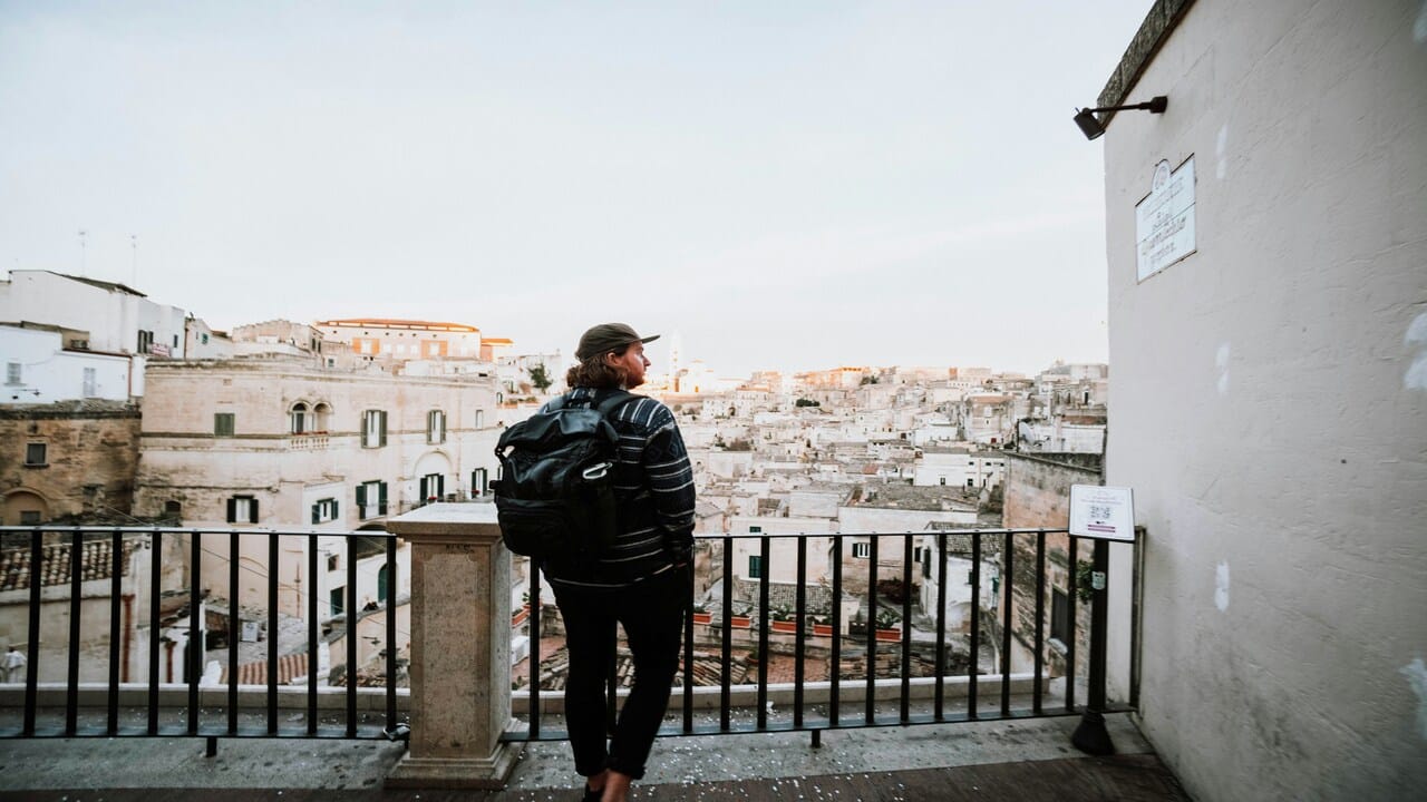 A man on a solo trip.