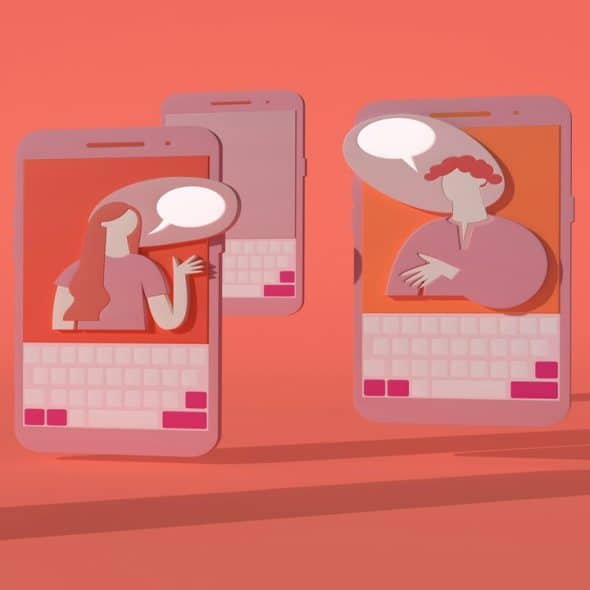 A 3D image depicting dating apps