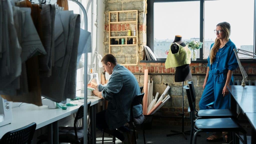 A man and woman having their own personal space