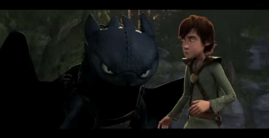 A picture of toothless and hiccup 