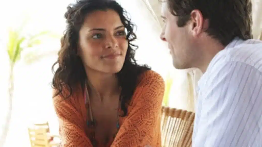 Man staying calm and supportive during a difficult relationship talk.