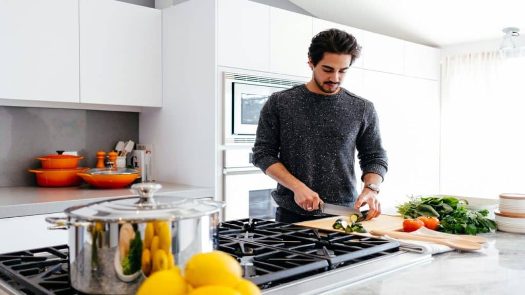 A man cooking at home.