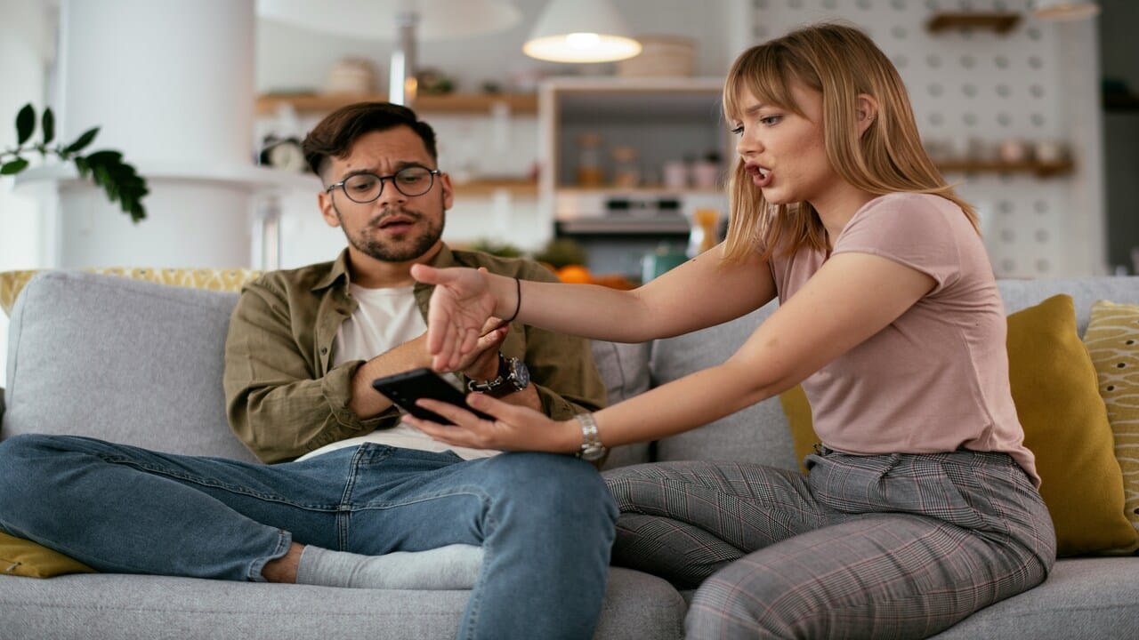 A couple arguing at home.