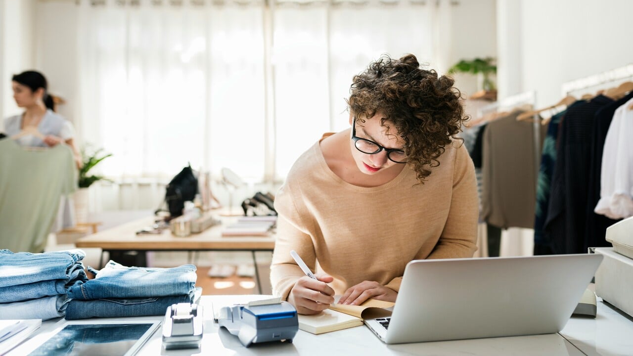 A woman busy at work.