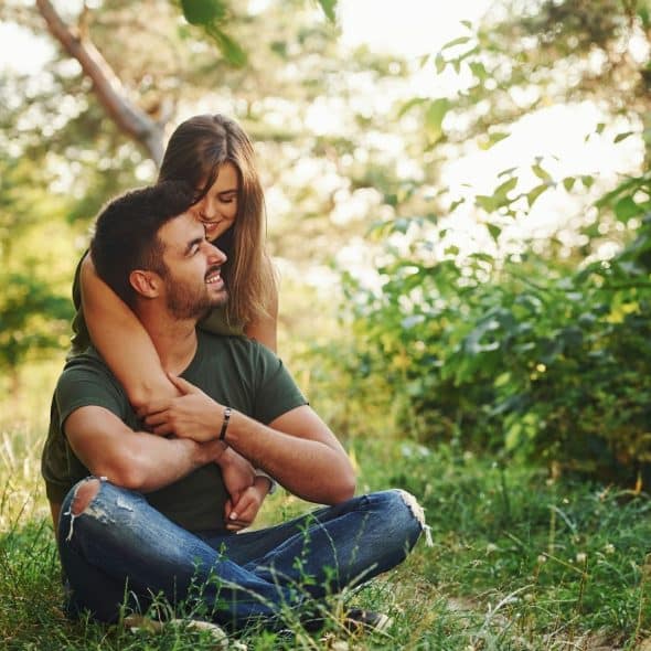 A man and woman happy together.