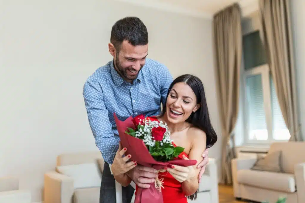 A man giving a woman just because.