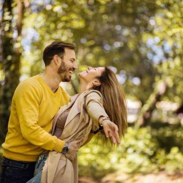 A man and woman happy together.