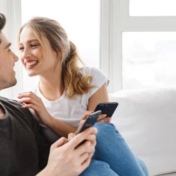 Wife trying to connect while husband is distracted.