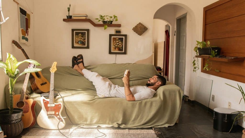 A man relaxing at home.