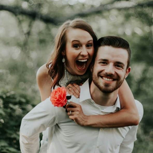 A man and woman happy together