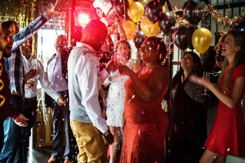 A man and woman celebrating