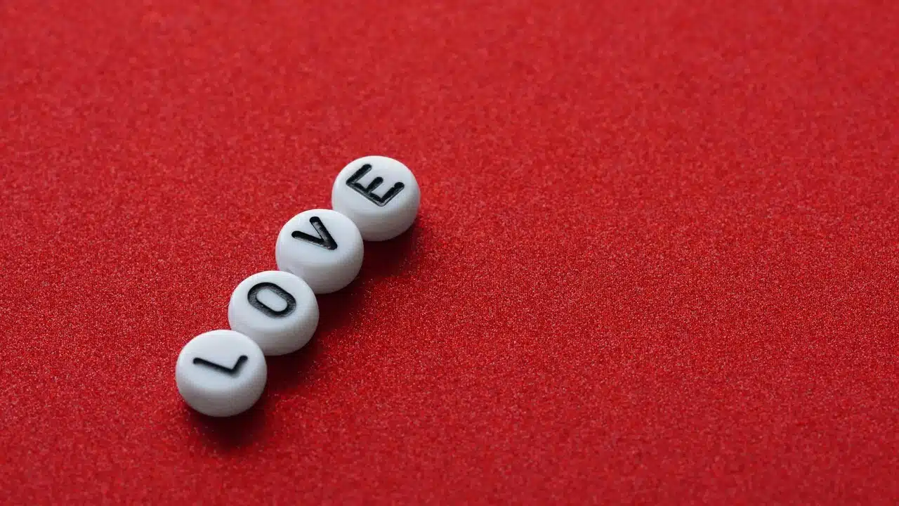 Pills spelling out “love”.