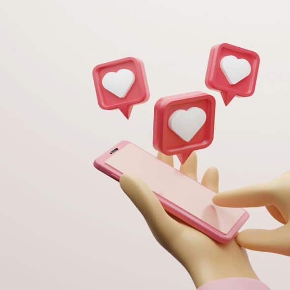 A 3D image depicting a woman texting.