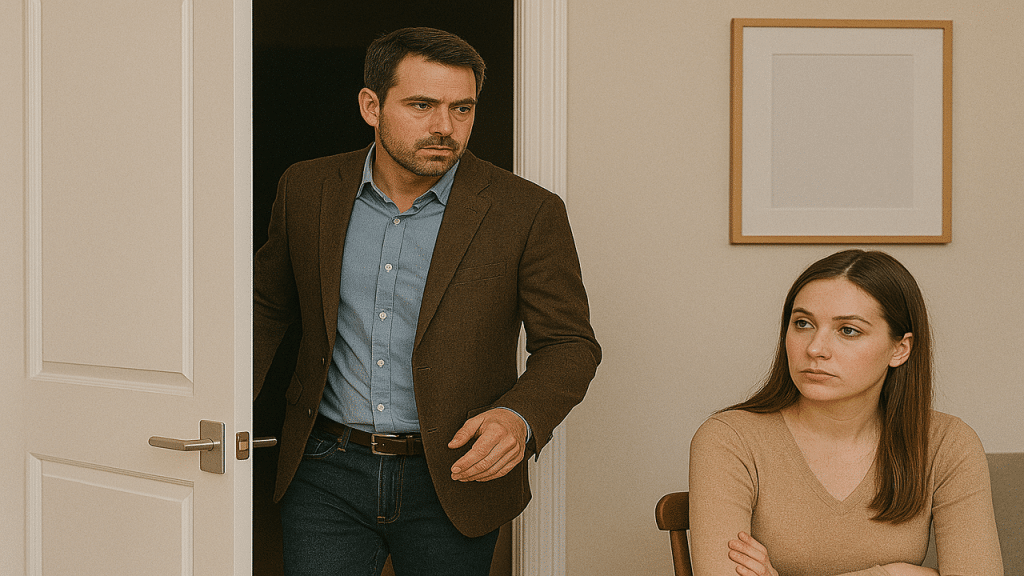 A man about to leave a room