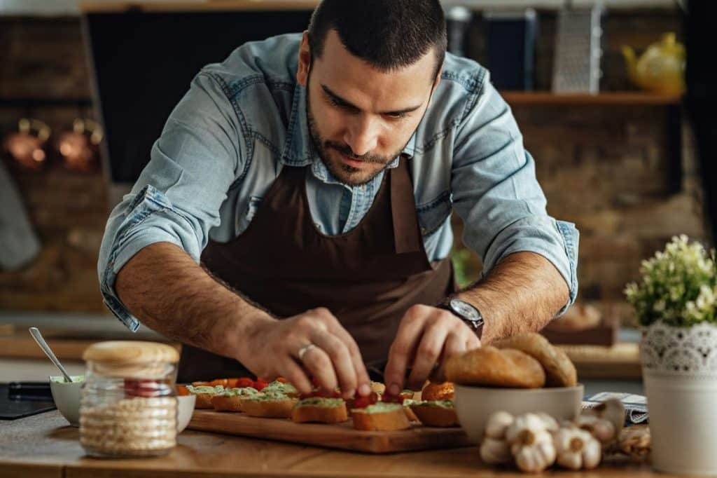 A man preparing food