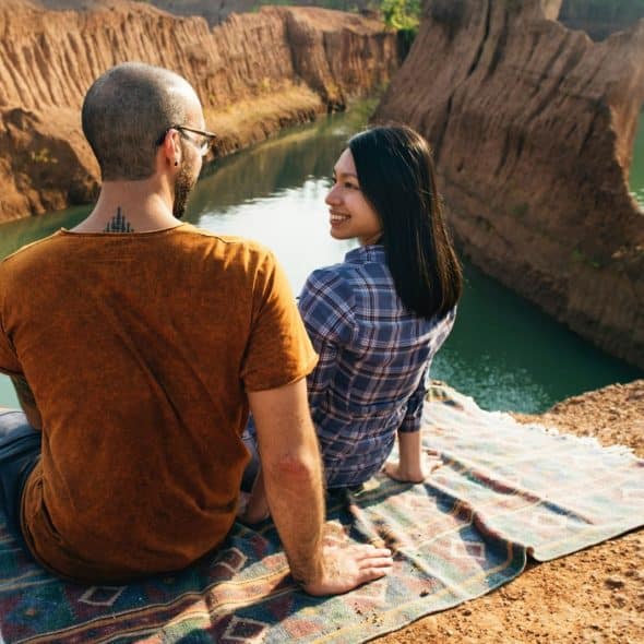 A man and woman at the mountain