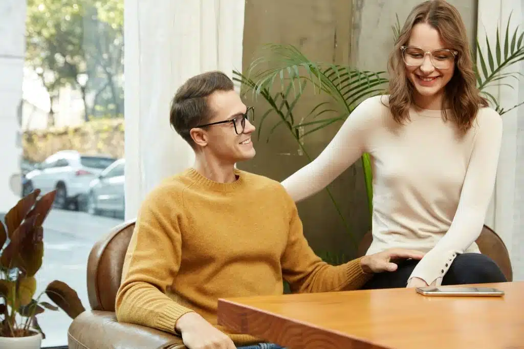 A man and woman having fun together