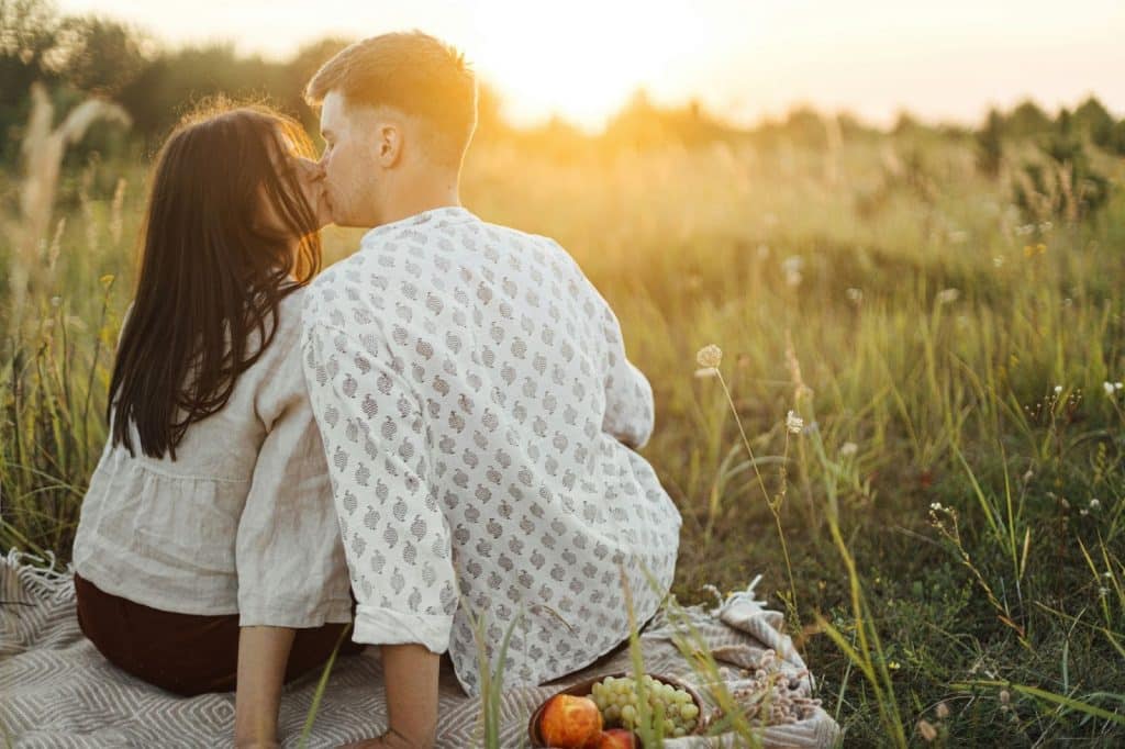 A man and woman kissing
