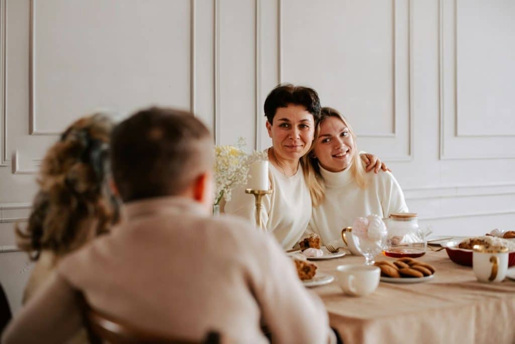 A man and woman having a family gathering
