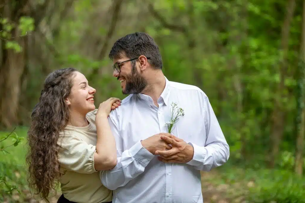 A man and woman getting along