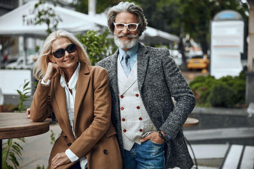 A man and woman aging together