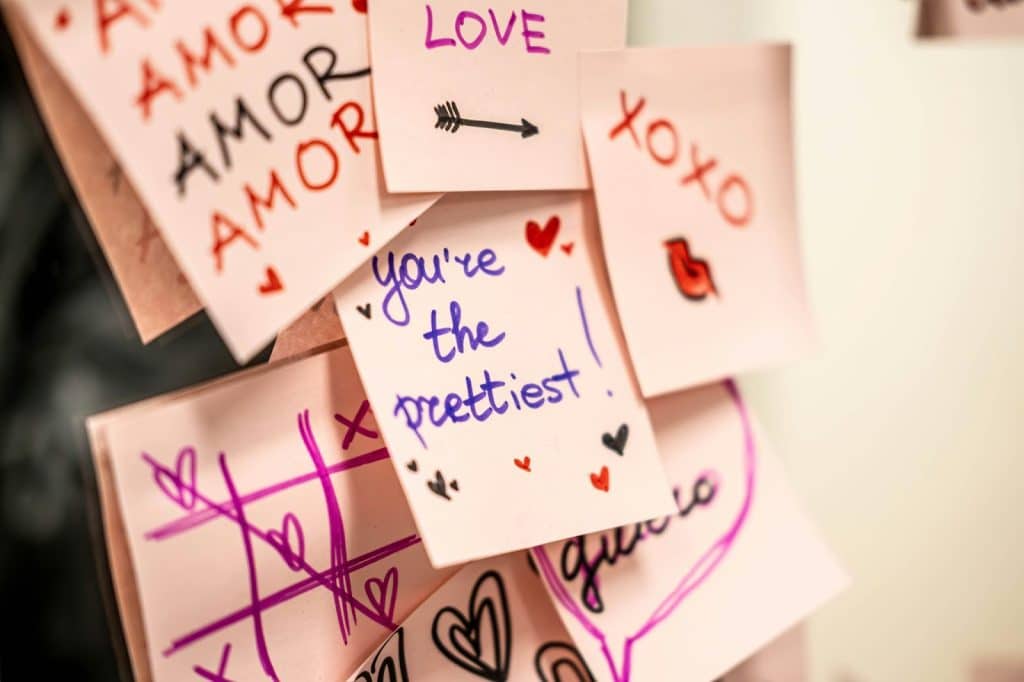 A picture of love notes
