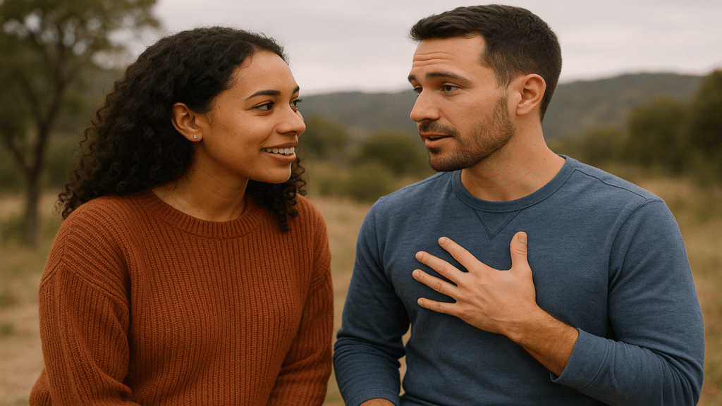 A couple having a serious talk