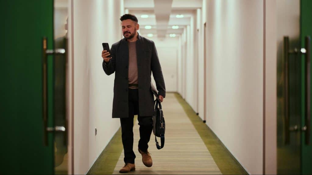 A man walking out 