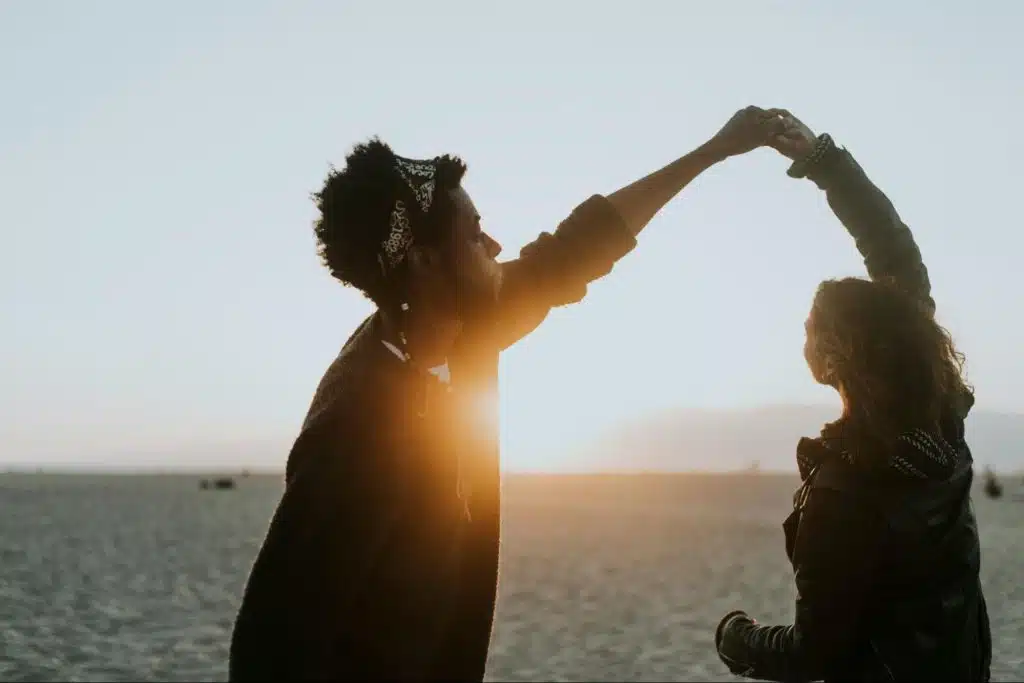 A man and woman dancing