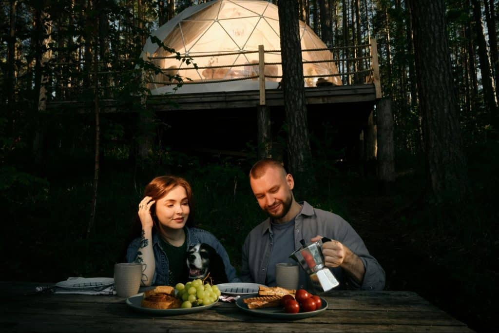 A man and woman having a date