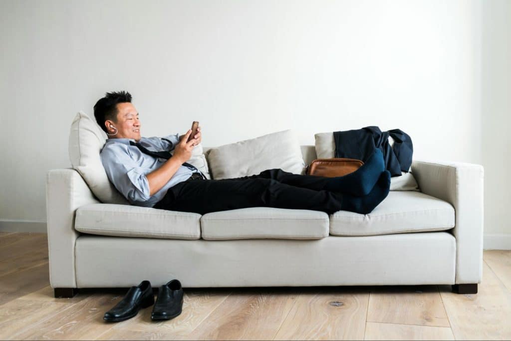 A man at the living room 