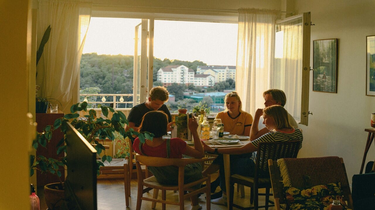 Friends having a meal together.