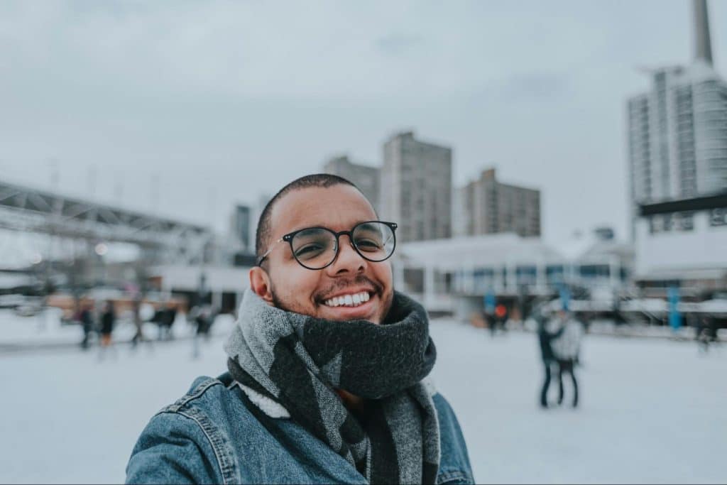 A man just smiling to a camera 