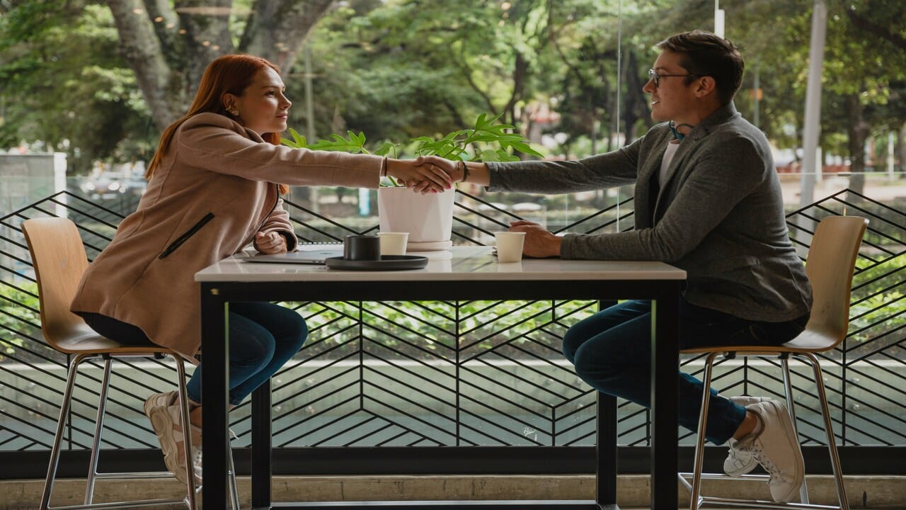 A couple on a first date.