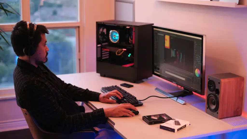A man busy on his computer