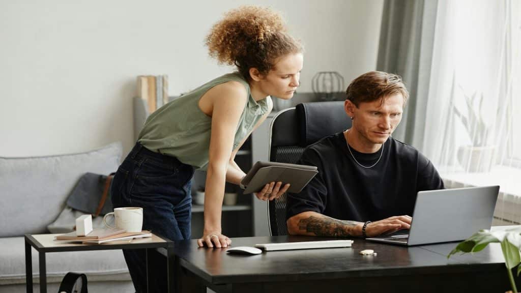 A couple busy working together