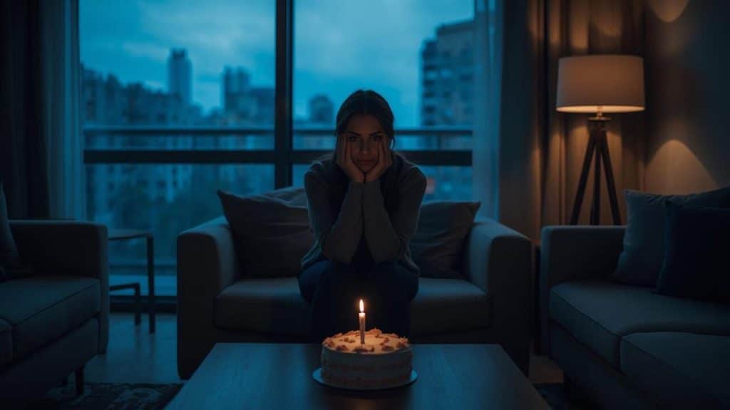 A woman celebrating her birthday alone