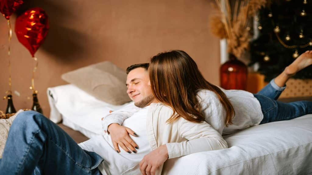 A woman initiating affection