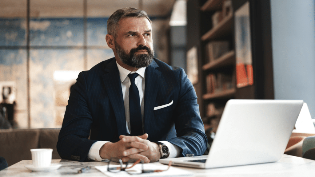 A handsome mature man at work