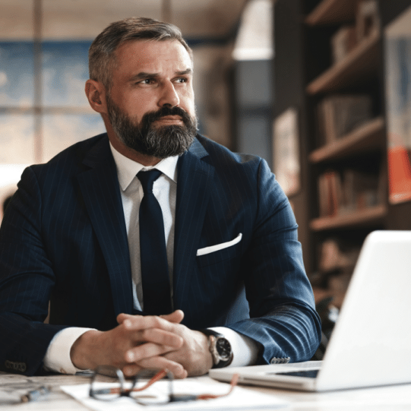 A handsome mature man at work