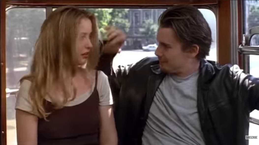 A picture of man and woman in the movie