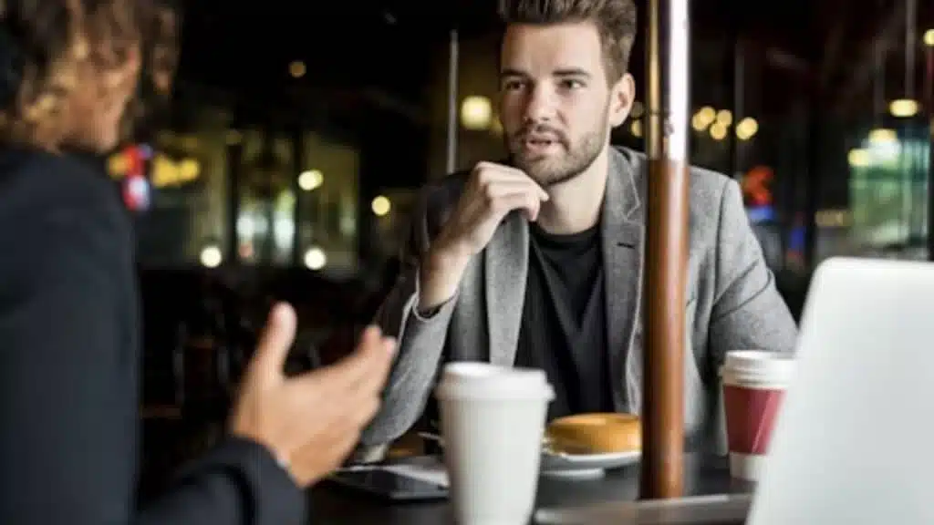 Man listening attentively in a conversation