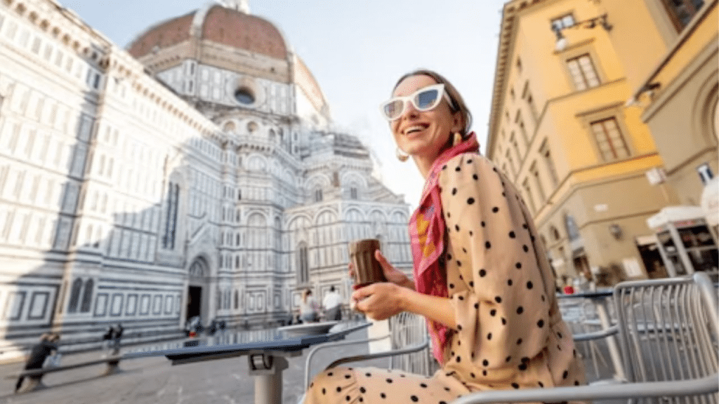 Woman enjoying a solo coffee moment