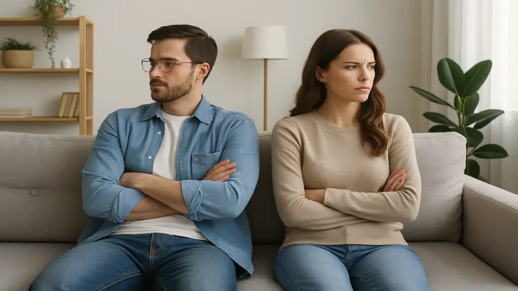 A couple ignoring each other at home