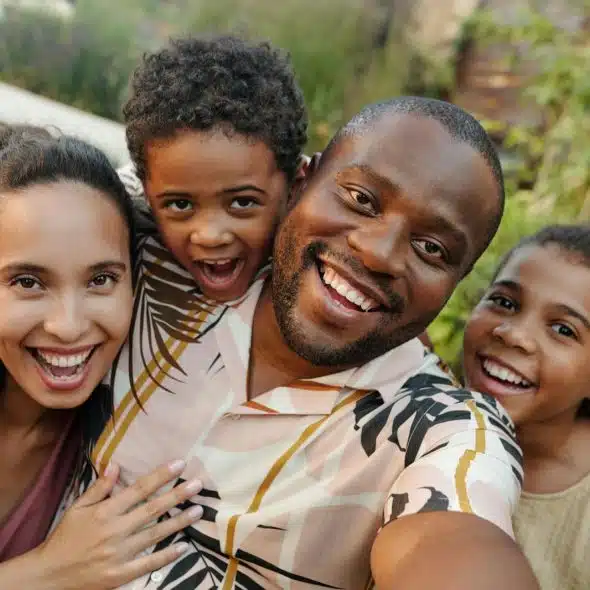 A picture of a happy family.