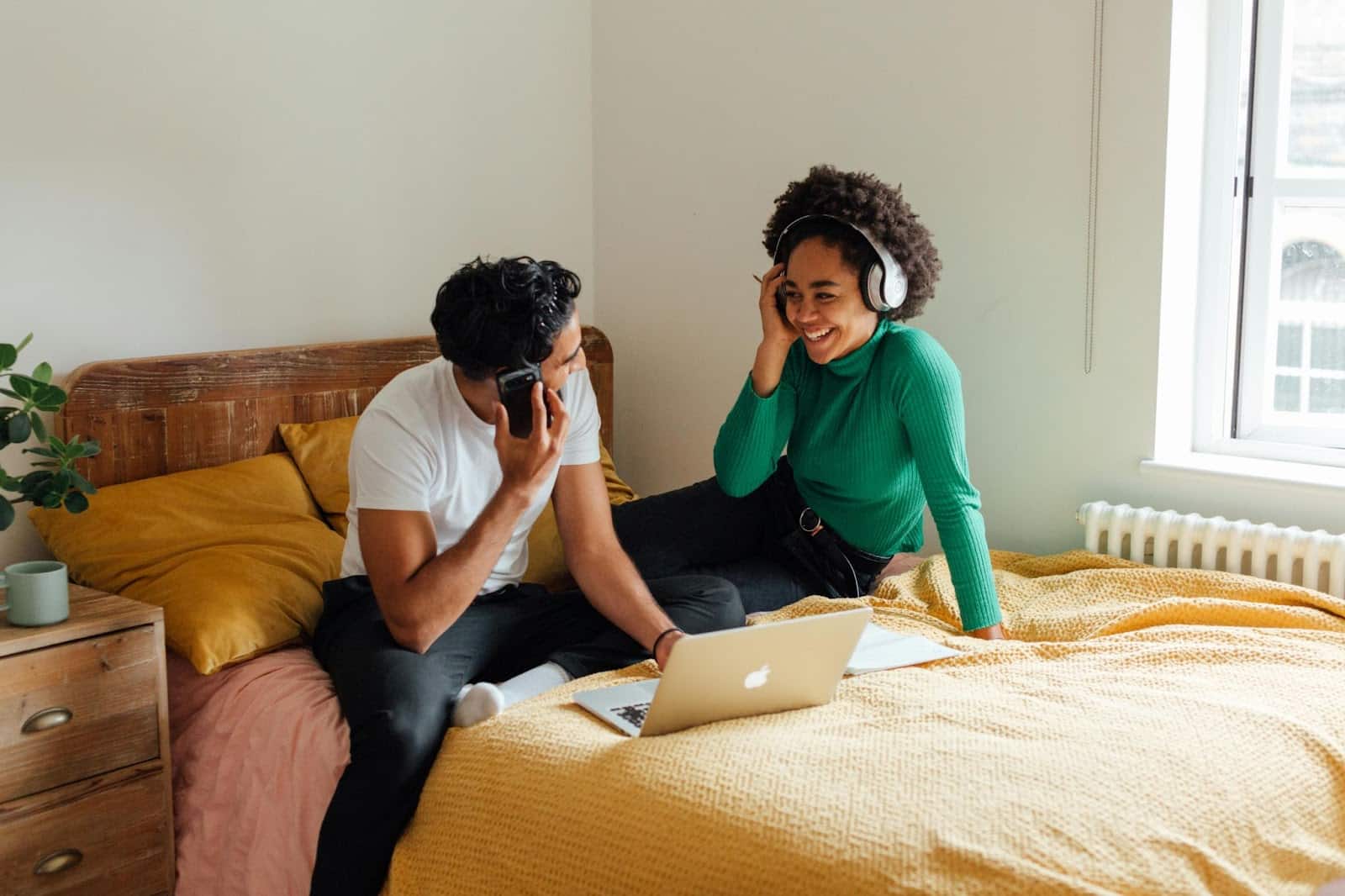 A man and woman having a good time.