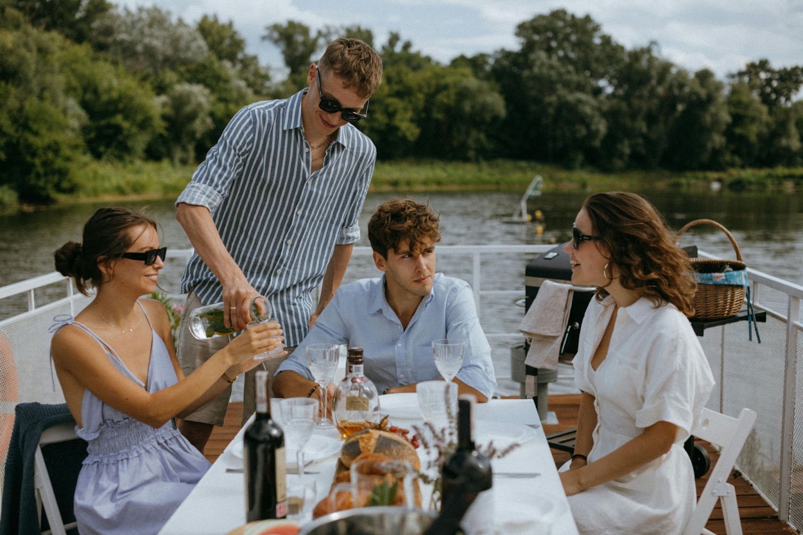 A man and woman having a good time with their friends