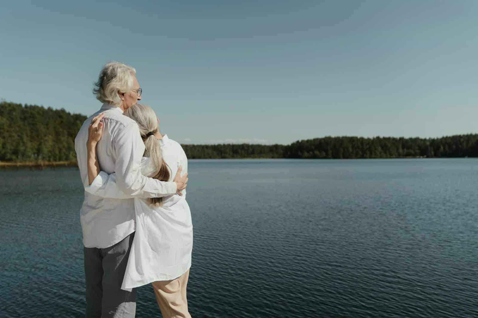 A man and woman at the sea.