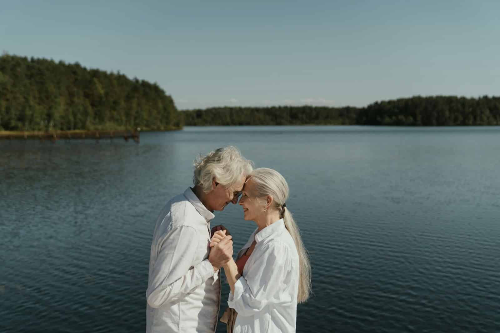 A man and woman facing each other.